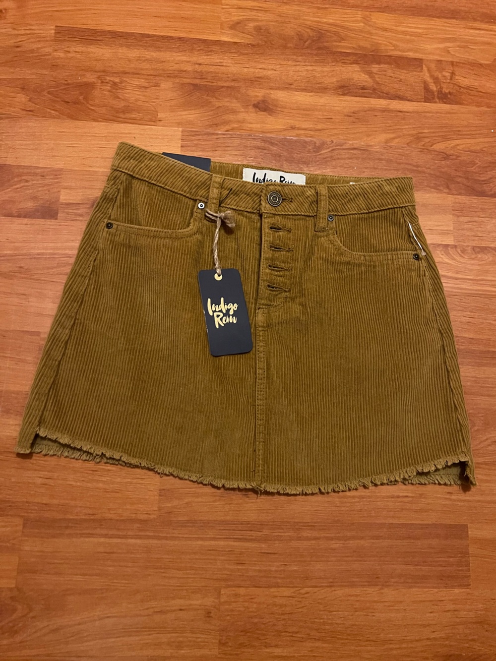 Indigo Rein Olive Green Corduroy Mini Skirt
